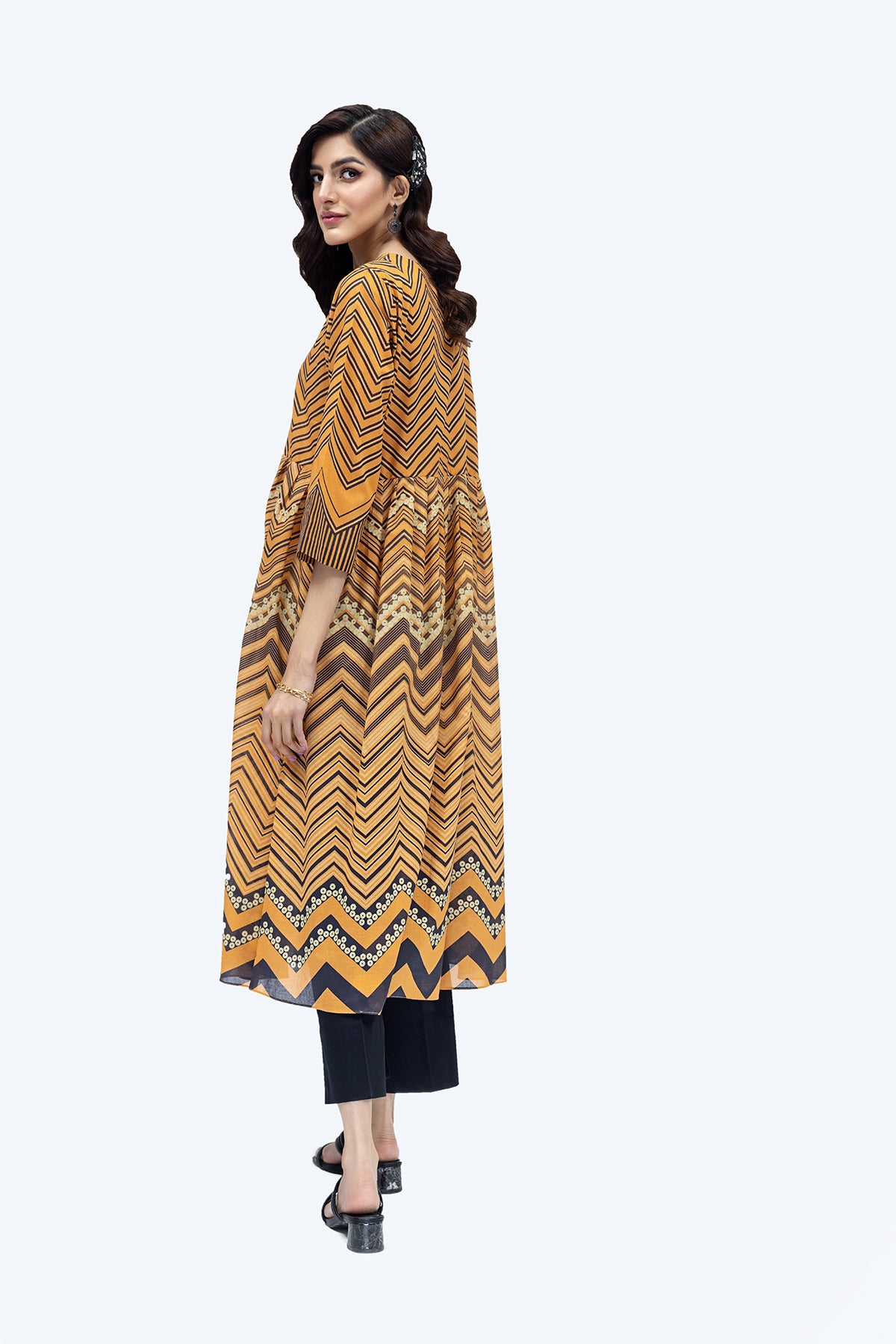 PE22-26-Printed Long Dress 1PC