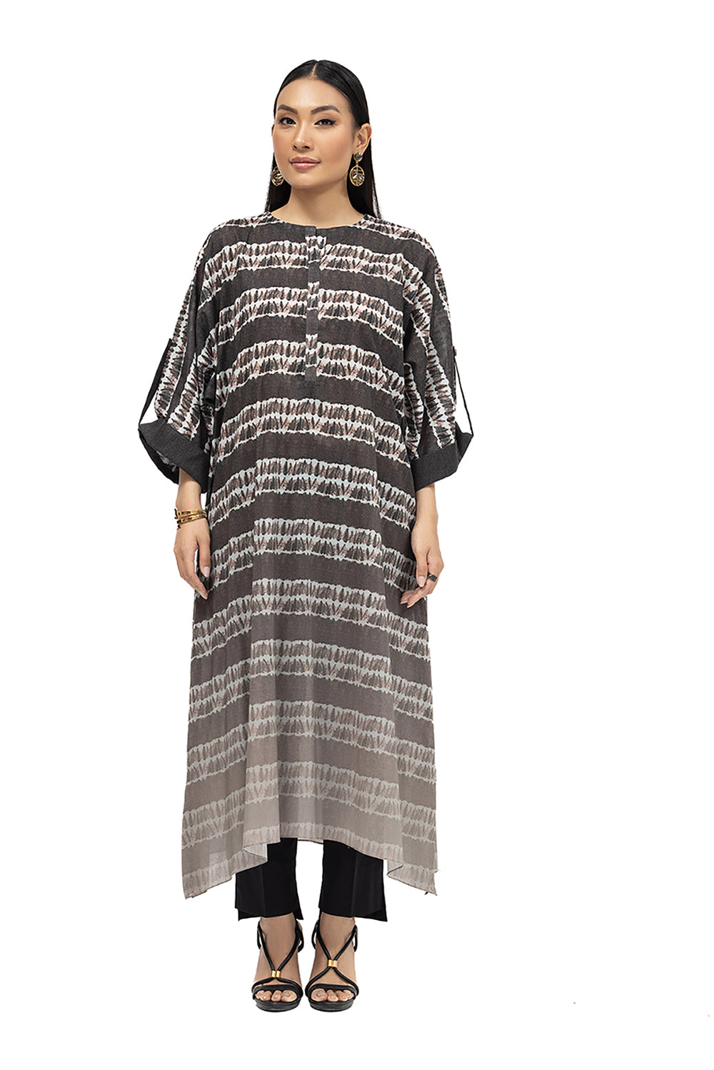 PE22-63-Printed Long Dress 1 PC