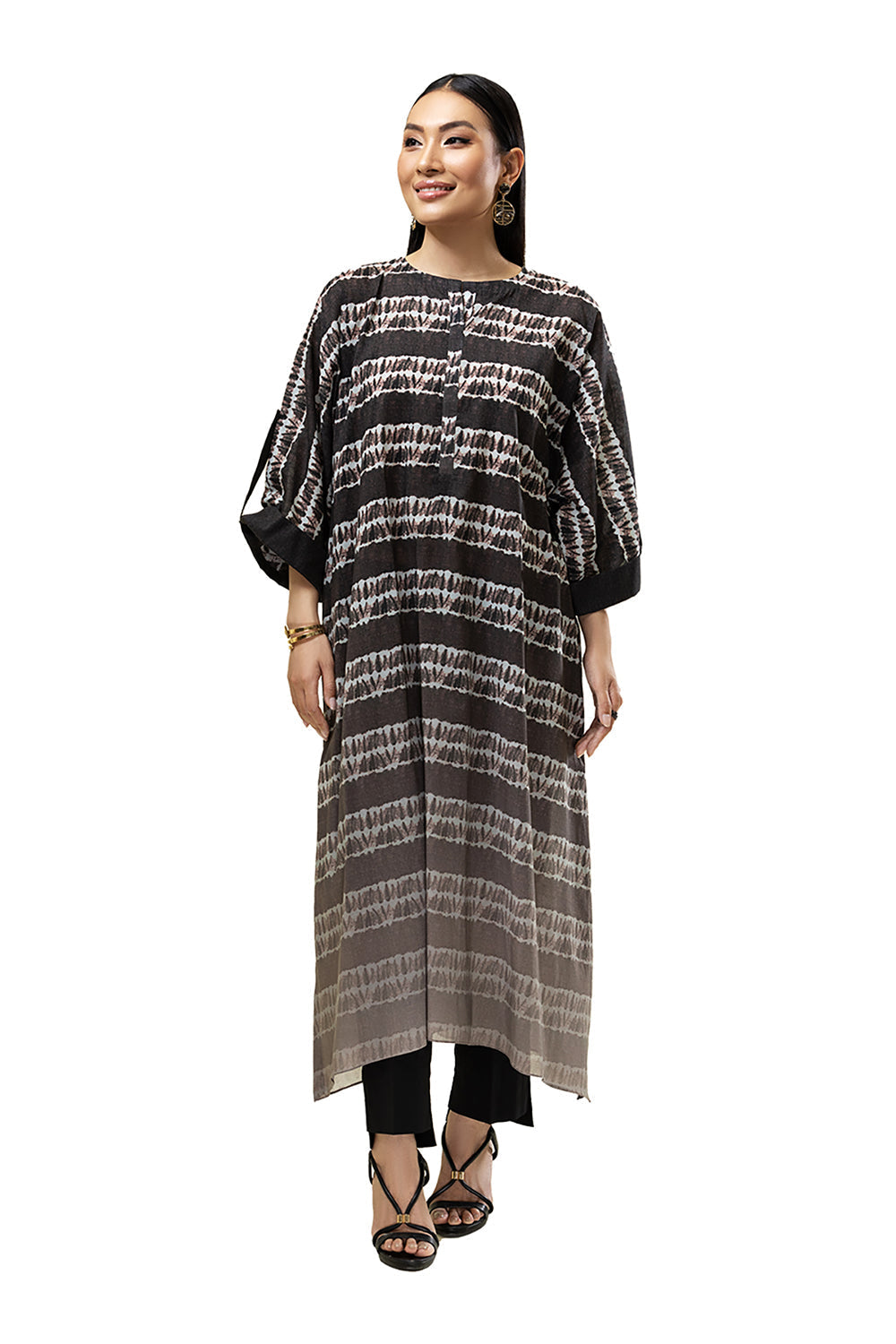 PE22-63-Printed Long Dress 1 PC