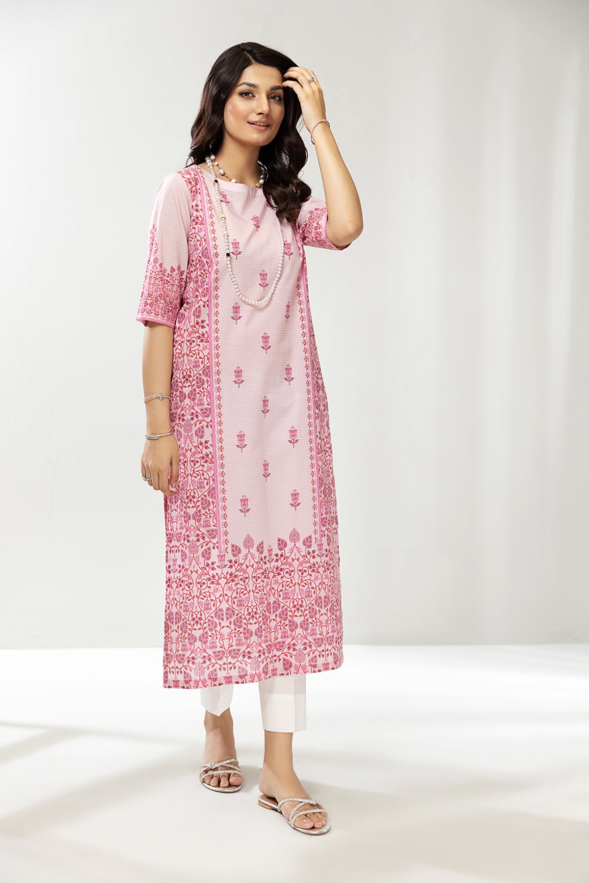 PE22-86-Printed Straight Shirt 1PC