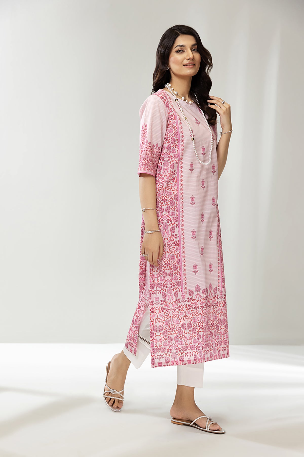 PE22-86-Printed Straight Shirt 1PC