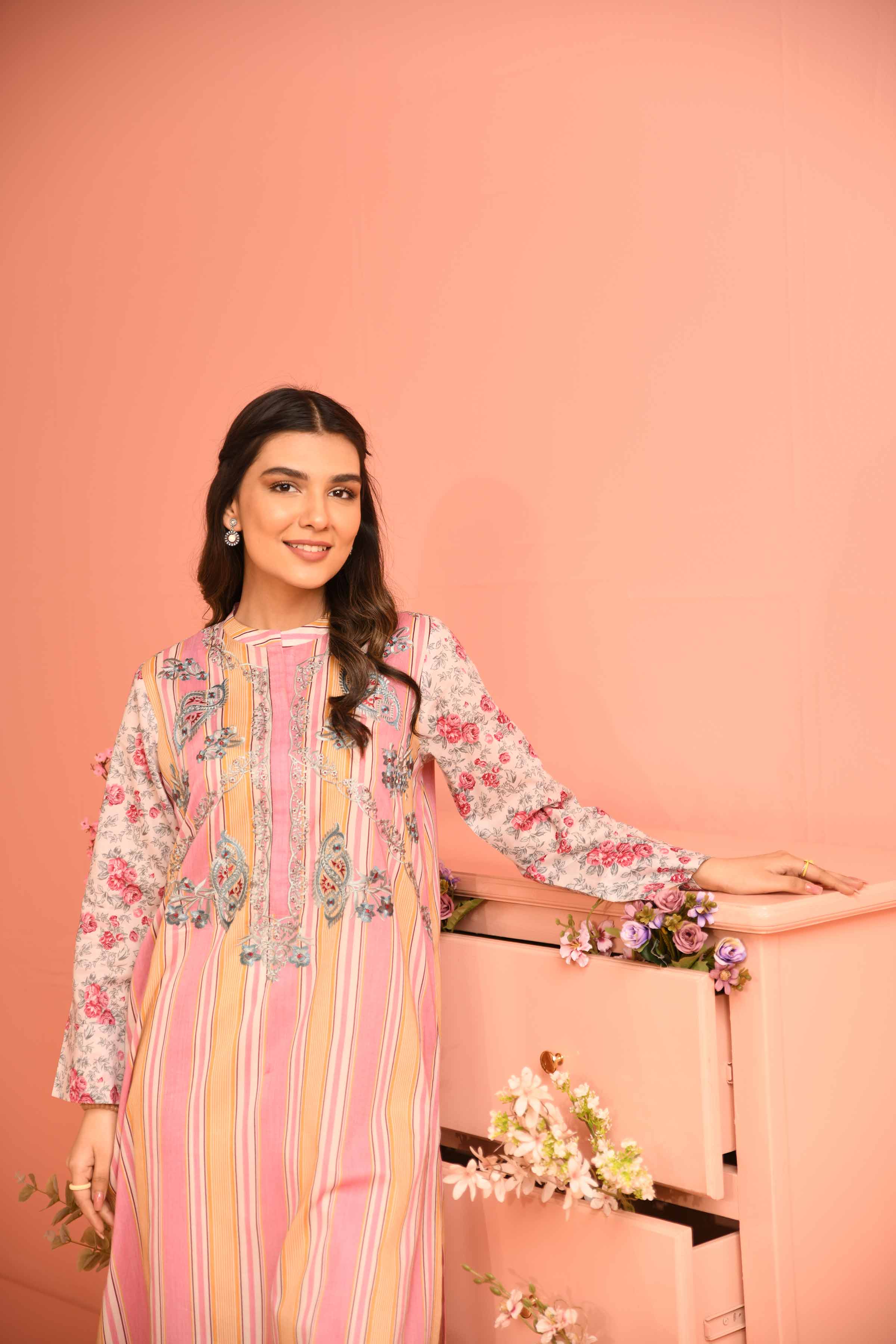 Printed Embroidered Shirt - PE23-118