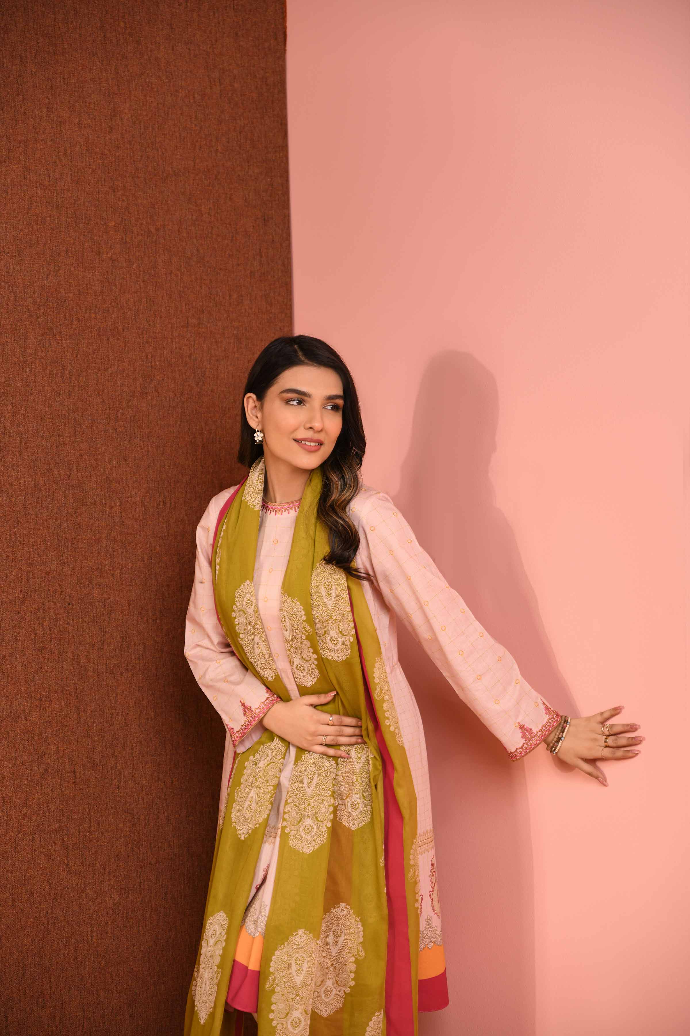 2 Piece - Printed Embroidered Suit - PE23-126