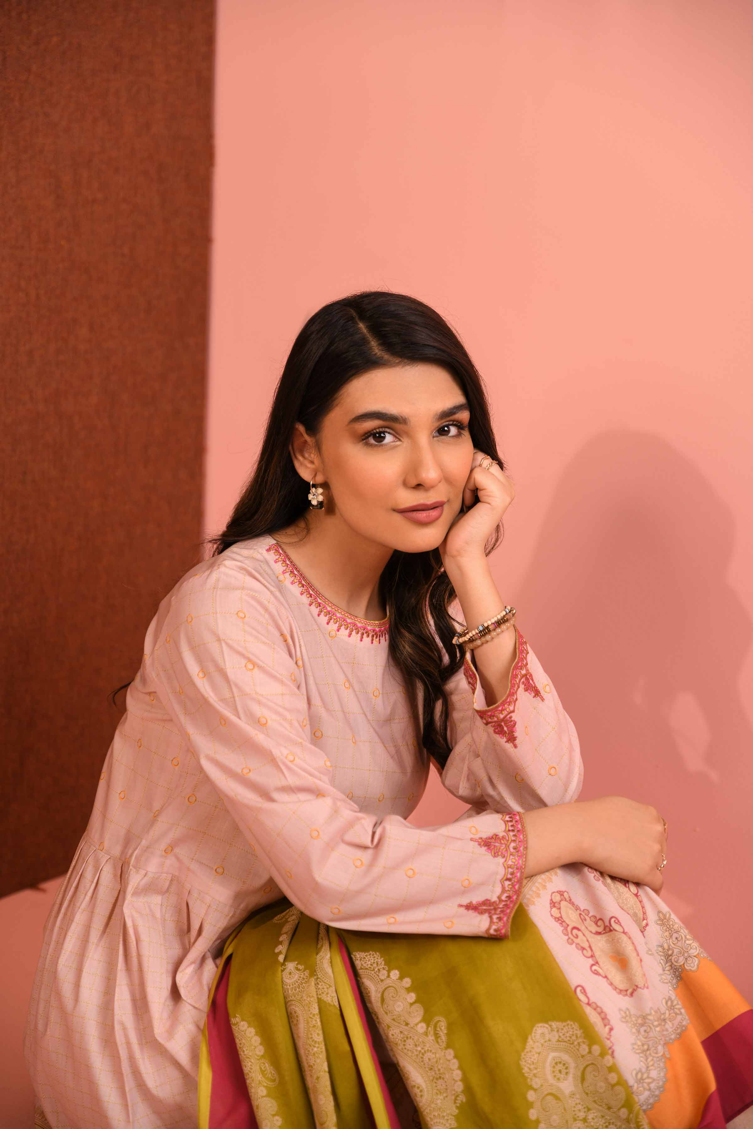 2 Piece - Printed Embroidered Suit - PE23-126