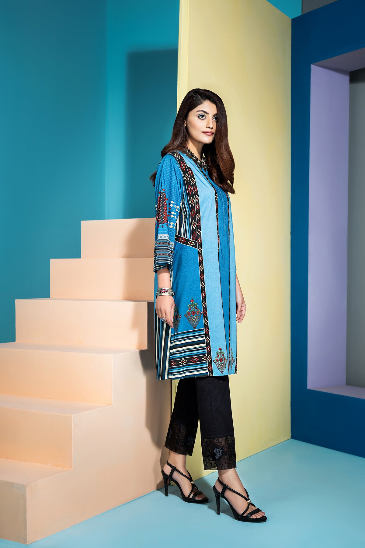 PS20-214-Piping & Button Detailing Ethnic Straight Shirt-1PC