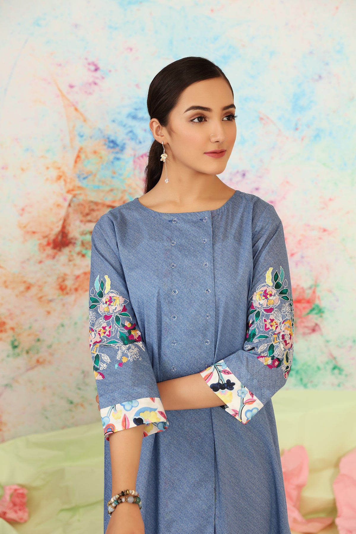 PS21-47-Embroidered Printed Lawn Shirt 1PC