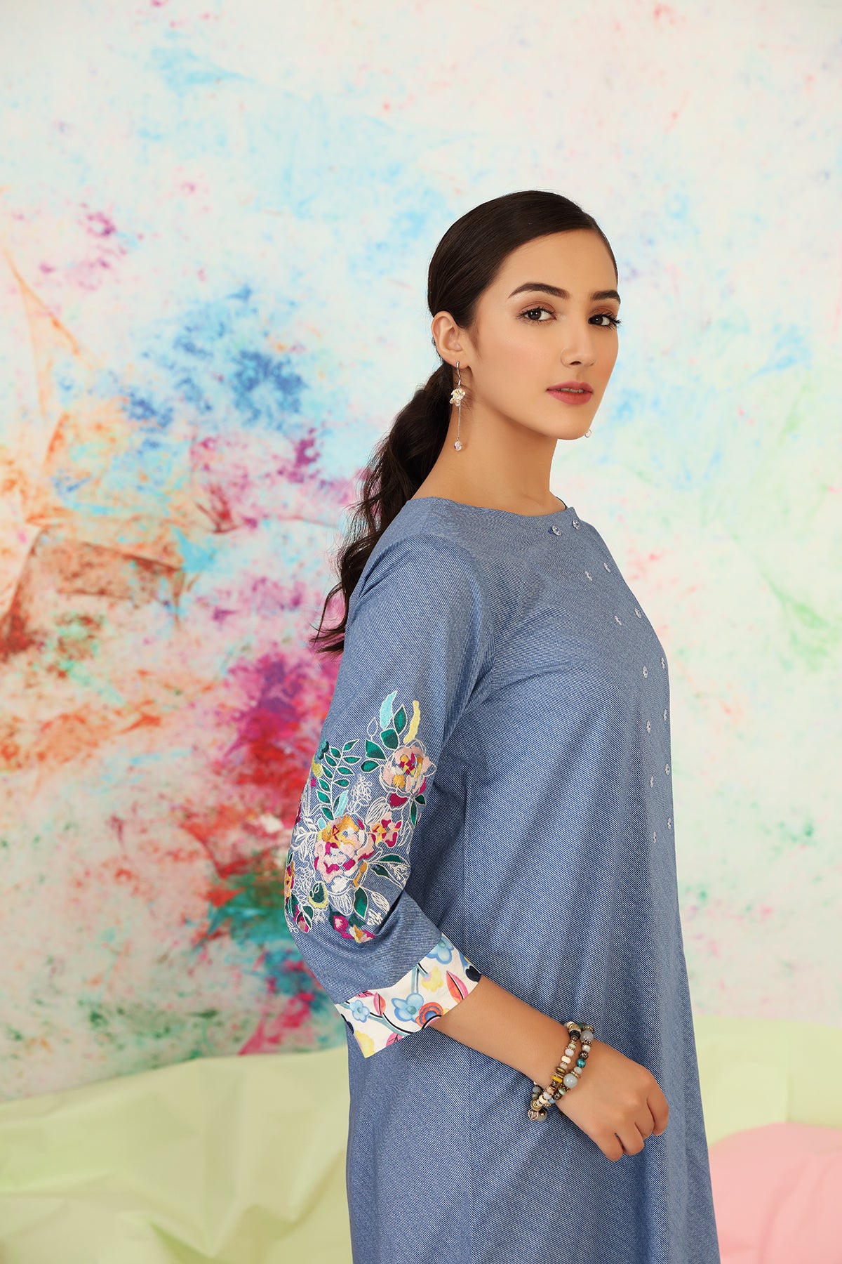 PS21-47-Embroidered Printed Lawn Shirt 1PC
