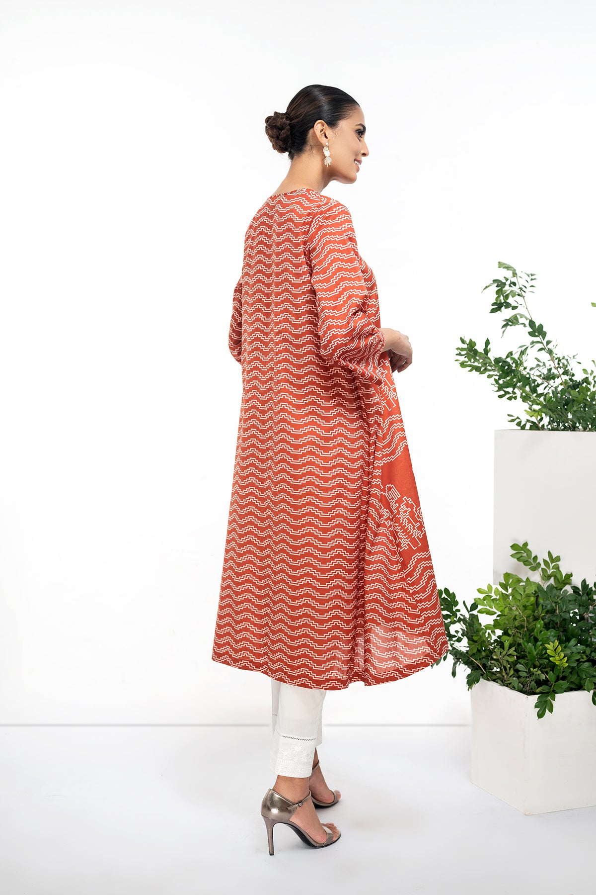 PS22-05-Printed Flared Hem Shirt 1PC