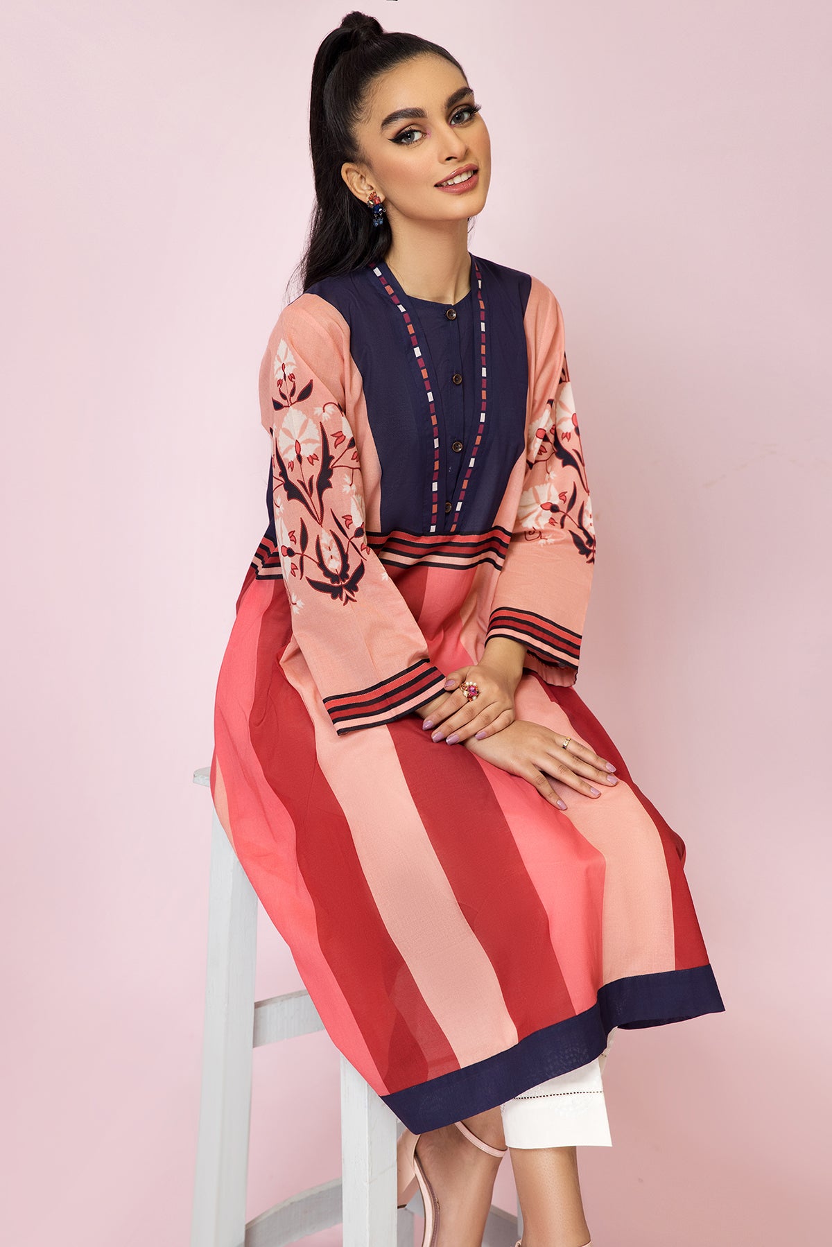 PS22-21-Printed A-Line Shirt 1PC