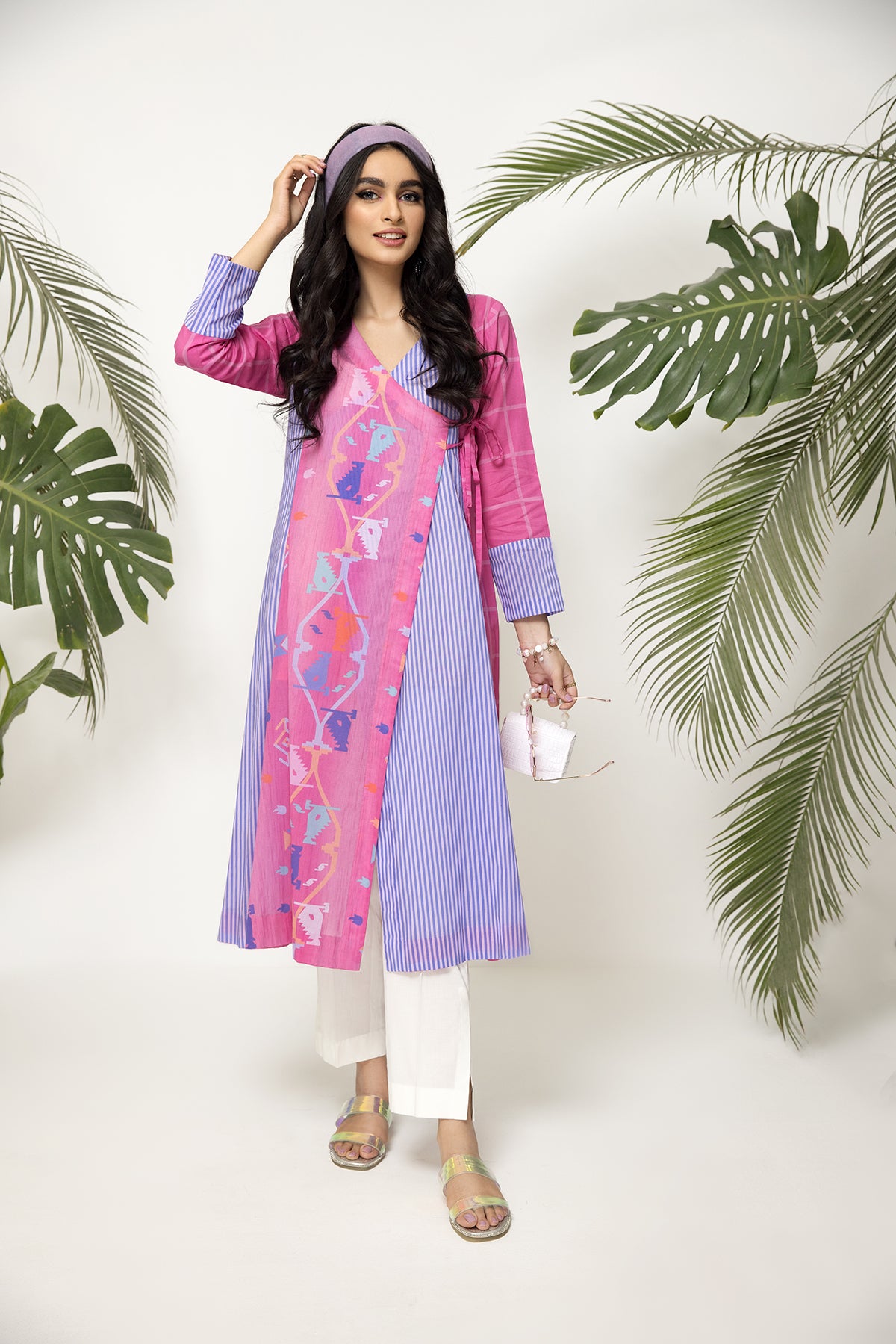 PS22-33-Printed Angrakha Shirt 1PC