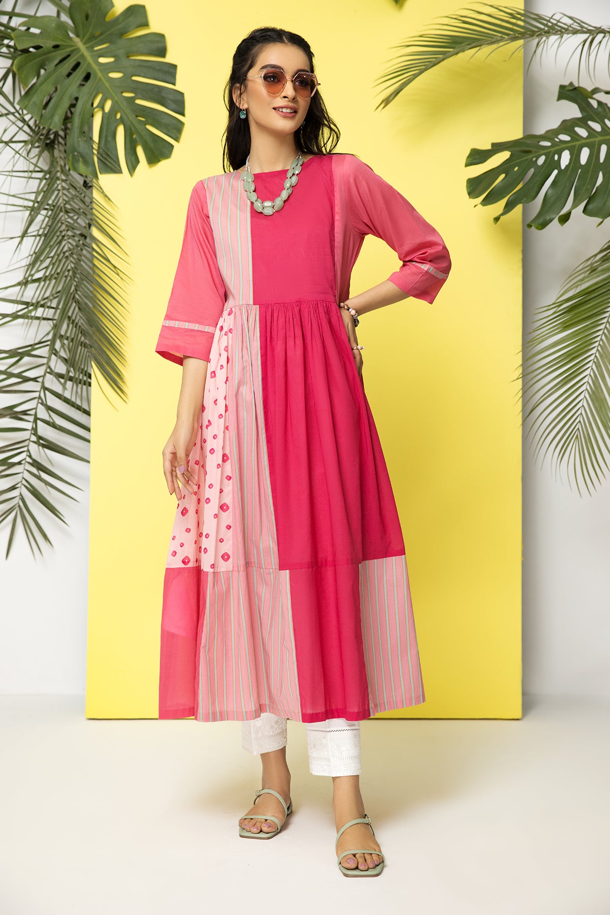 PS22-36-Printed Long Dress 1PC
