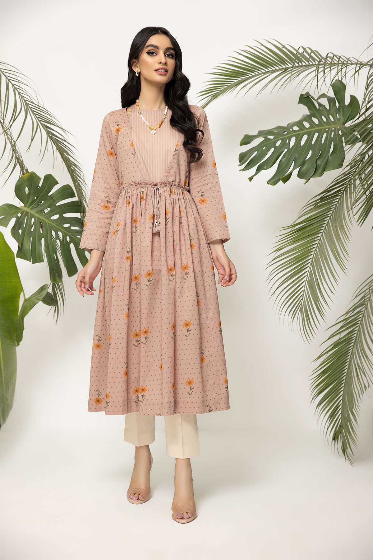 PS22-40-Printed Long Dress 1PC