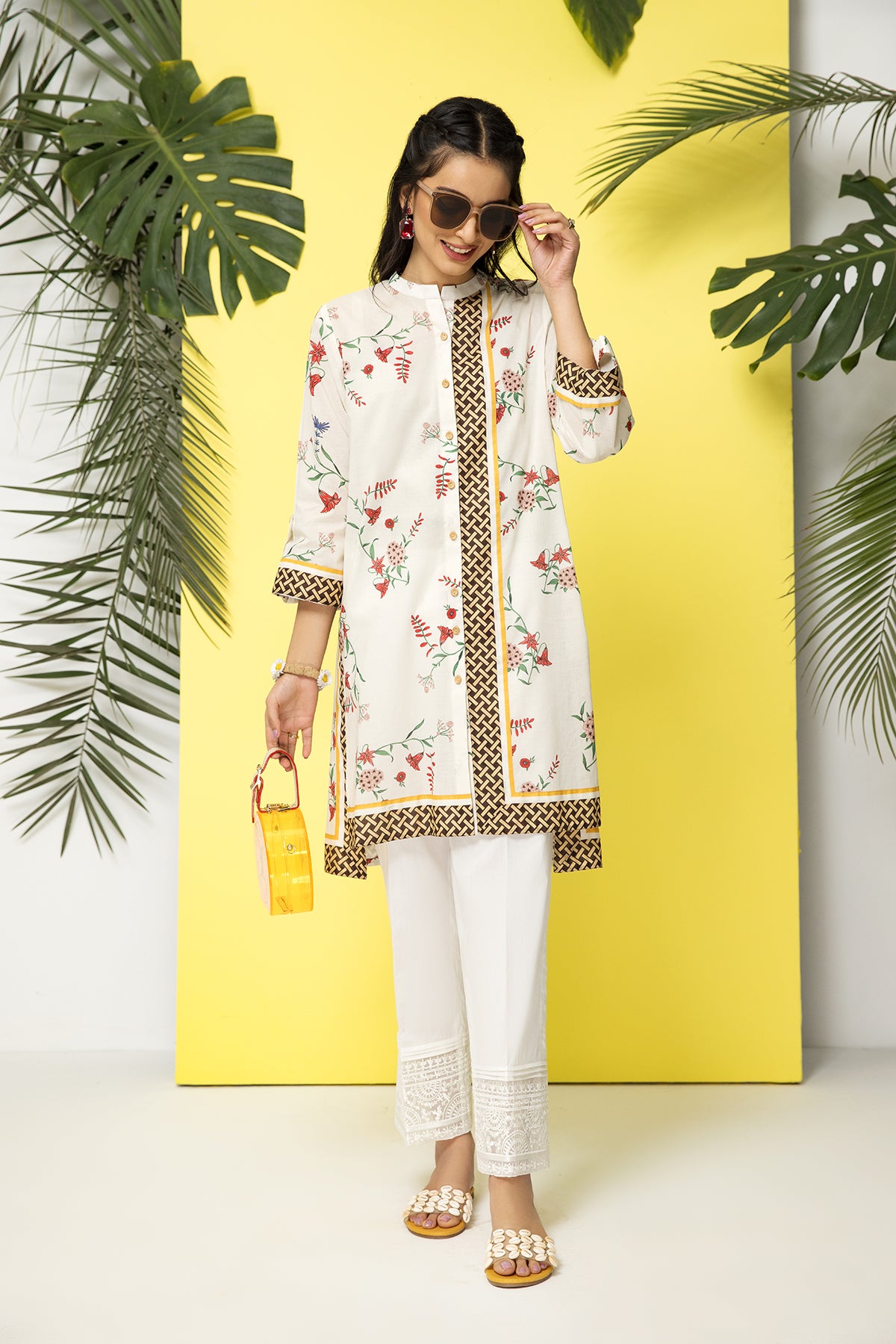 PS22-41-Printed Button Down Shirt 1PC
