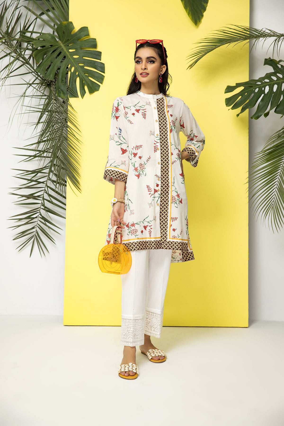 PS22-41-Printed Button Down Shirt 1PC