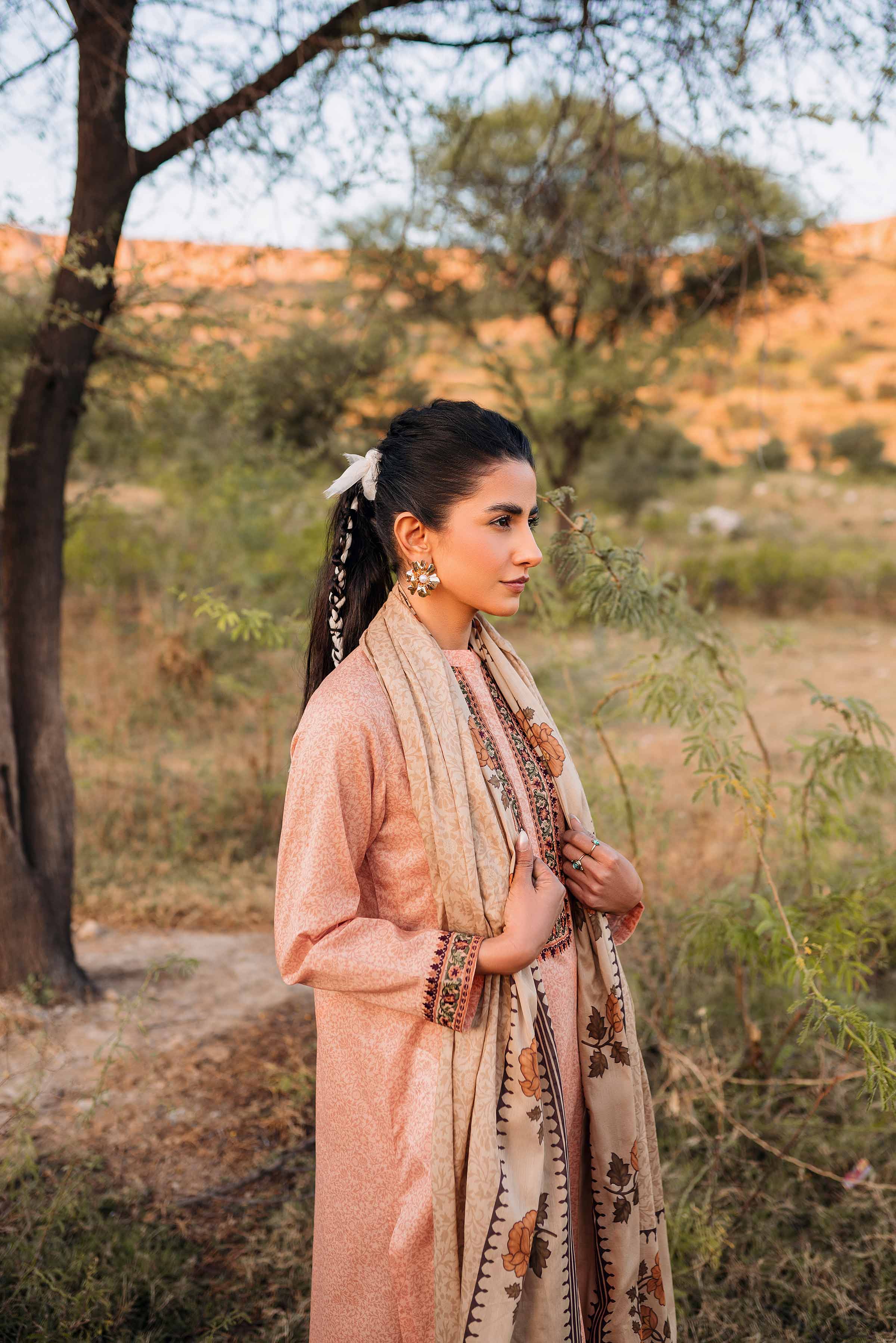 3 Piece - Printed Embroidered Suit - PS23-96