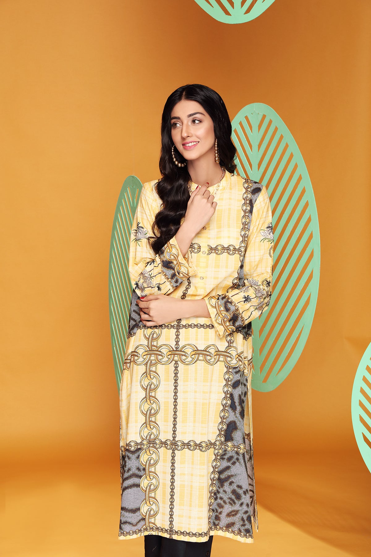 PW20-110 Embroidered Printed Stitched Khaddar Shirt-1PC