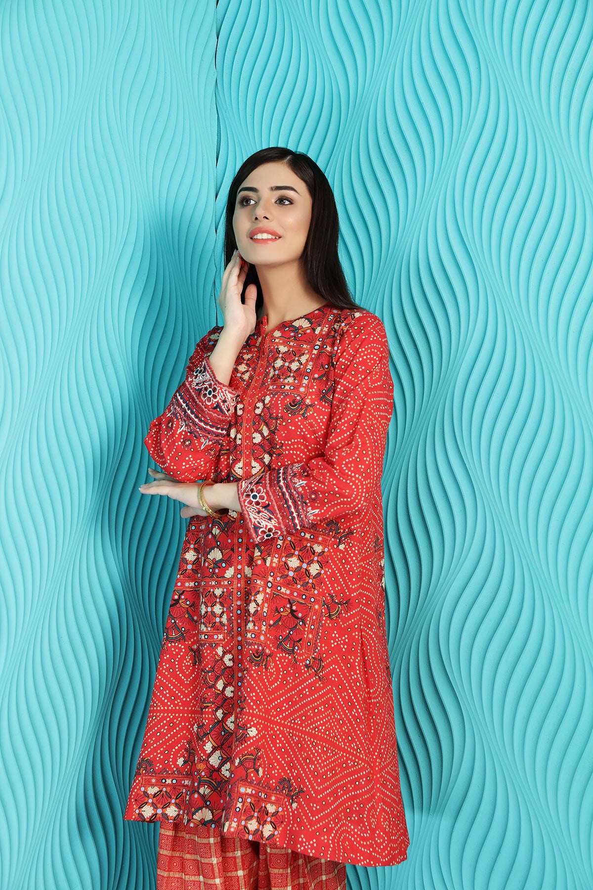 PW20-171 Printed Stitched Cotton Kurta-1PC
