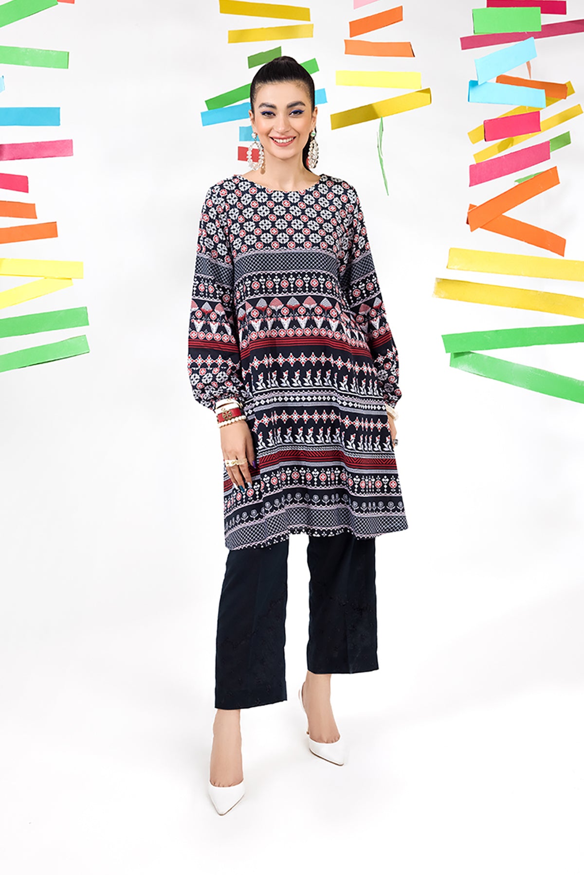 PW22-131-A-Line Printed Shirt 1PC