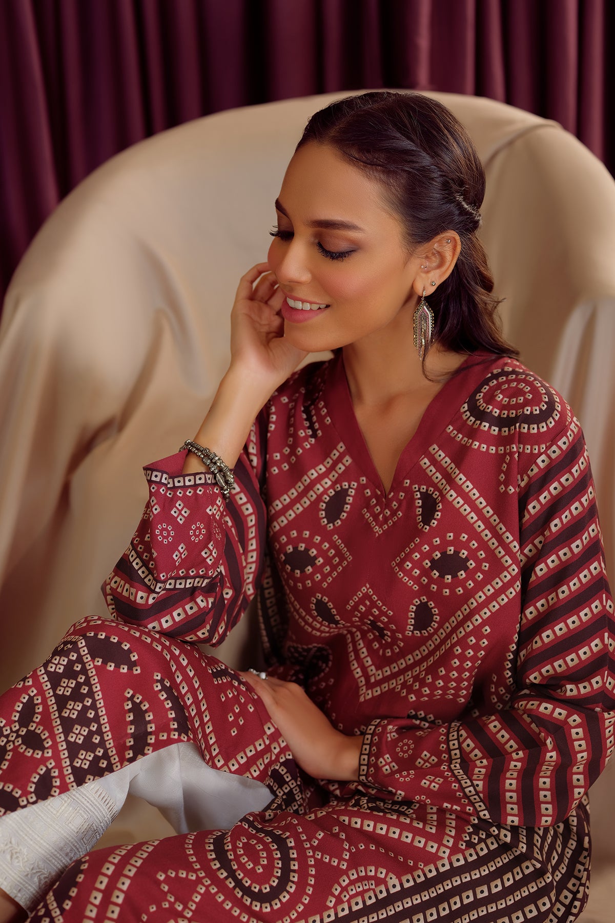 PW22-143-Printed Flared Shirt 1PC