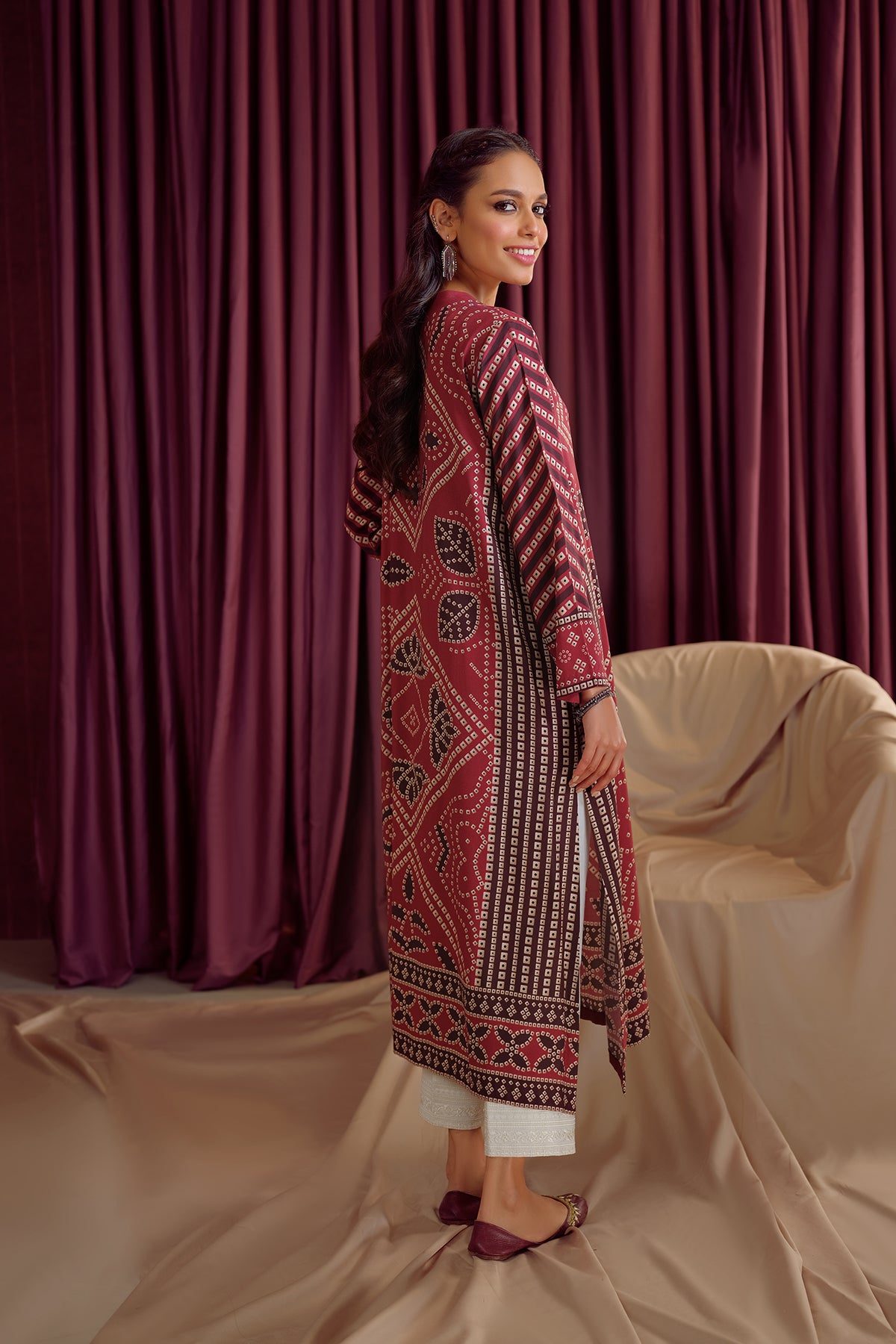 PW22-143-Printed Flared Shirt 1PC