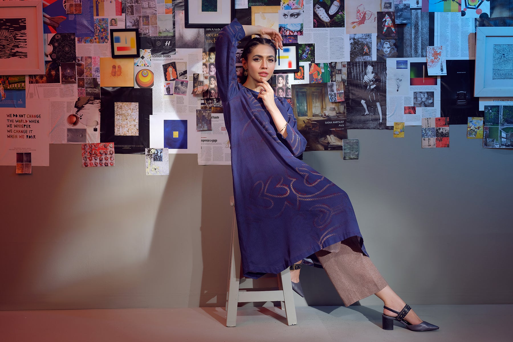 PW22-160-A-Line Printed Shirt with Trousers 2PC