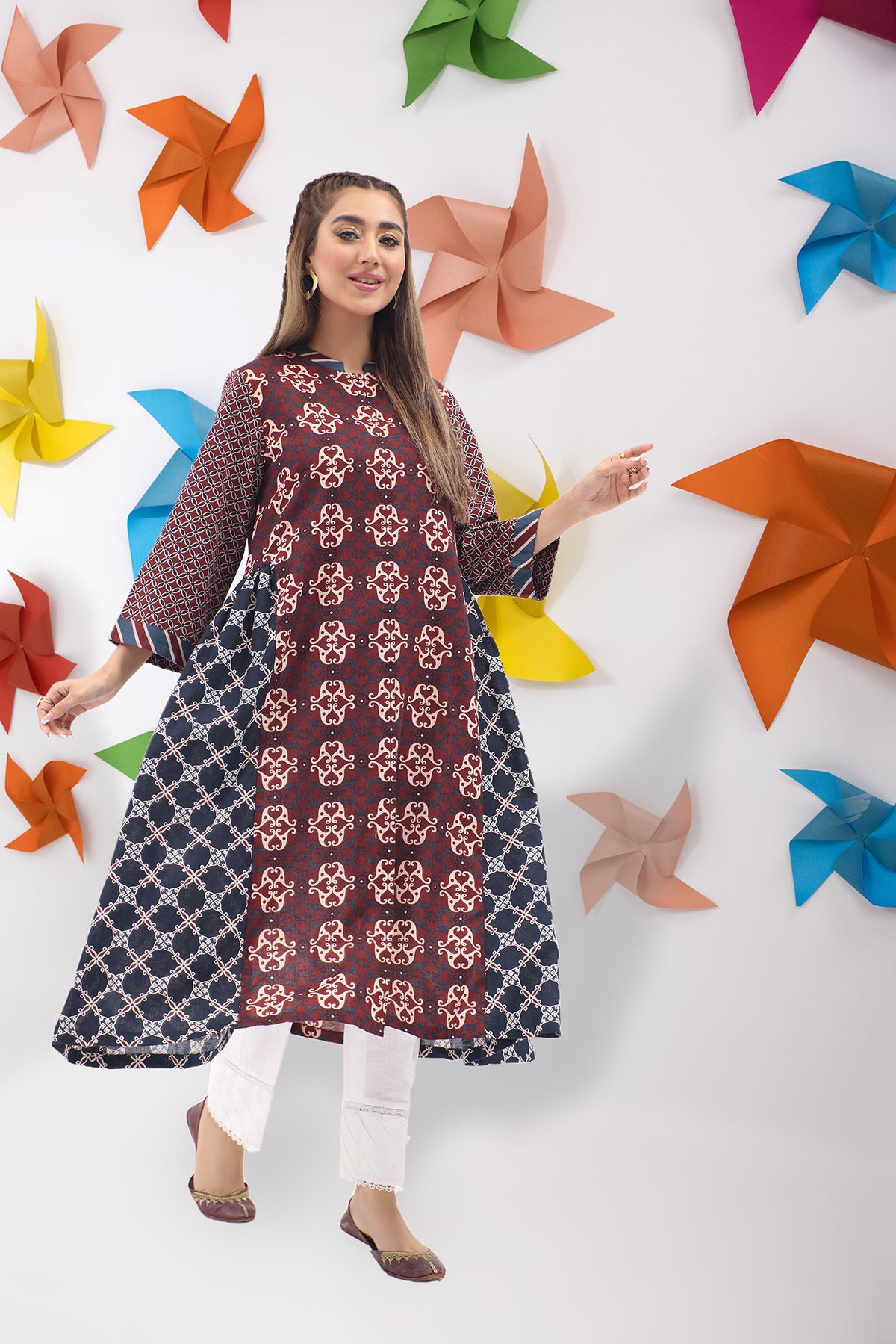 PW22-168-Printed Flared Shirt 1PC