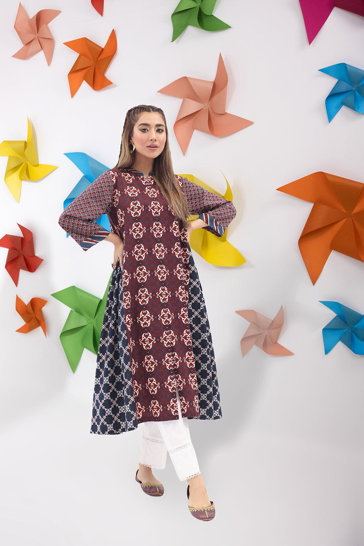 PW22-168-Printed Flared Shirt 1PC