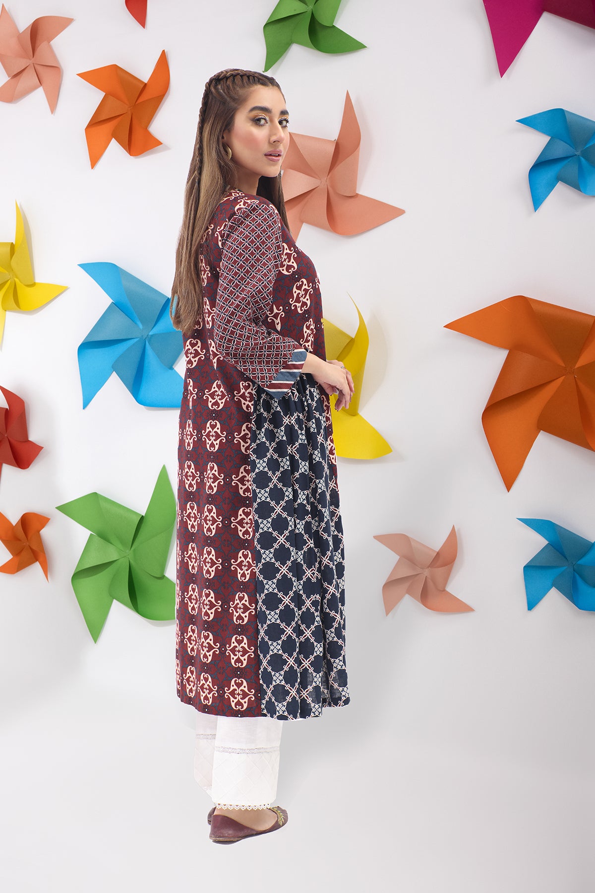 PW22-168-Printed Flared Shirt 1PC