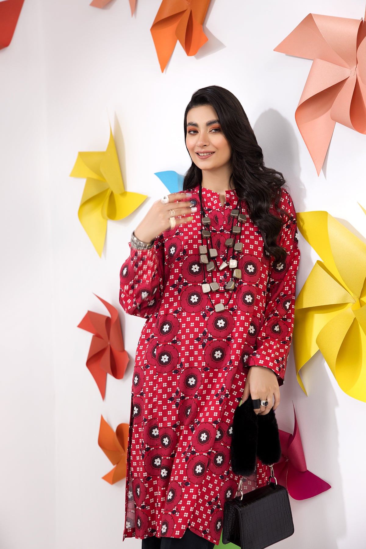 PW22-170-Printed Paneled Kurta 1PC