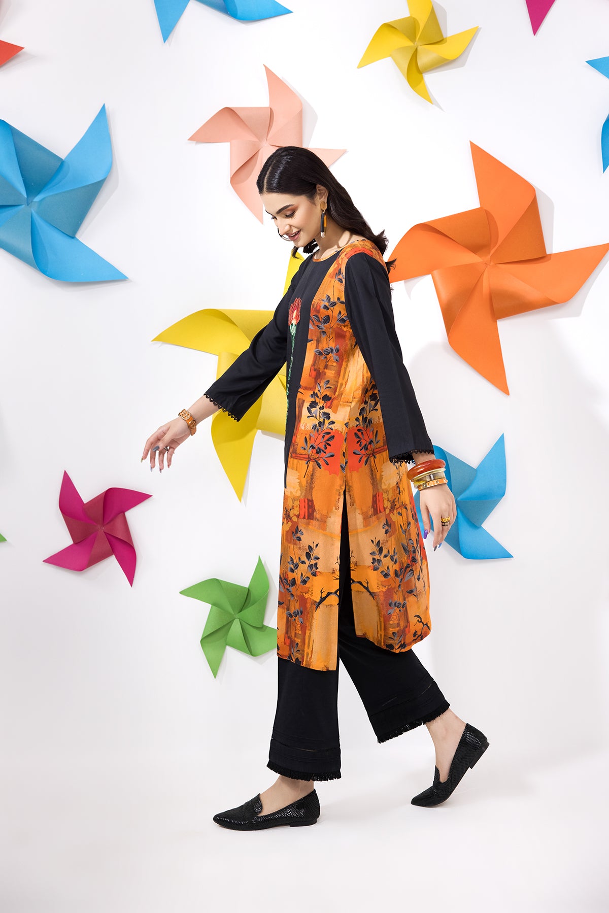 PW22-208-Printed Embroidered Shirt 1PC