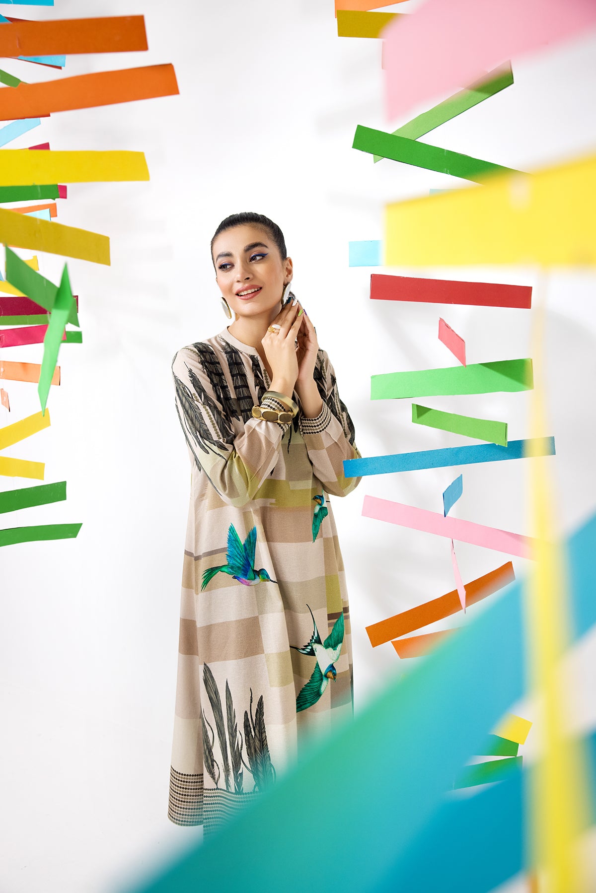 PW22-67-Printed Flared Shirt 1PC