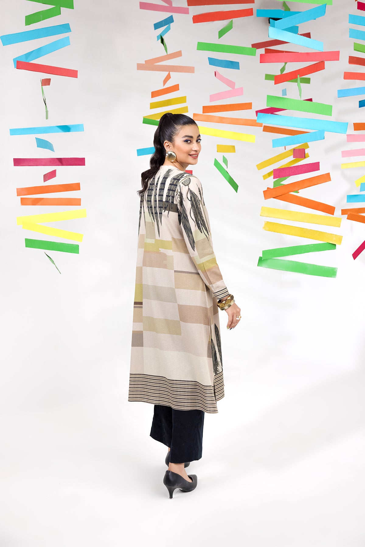 PW22-67-Printed Flared Shirt 1PC