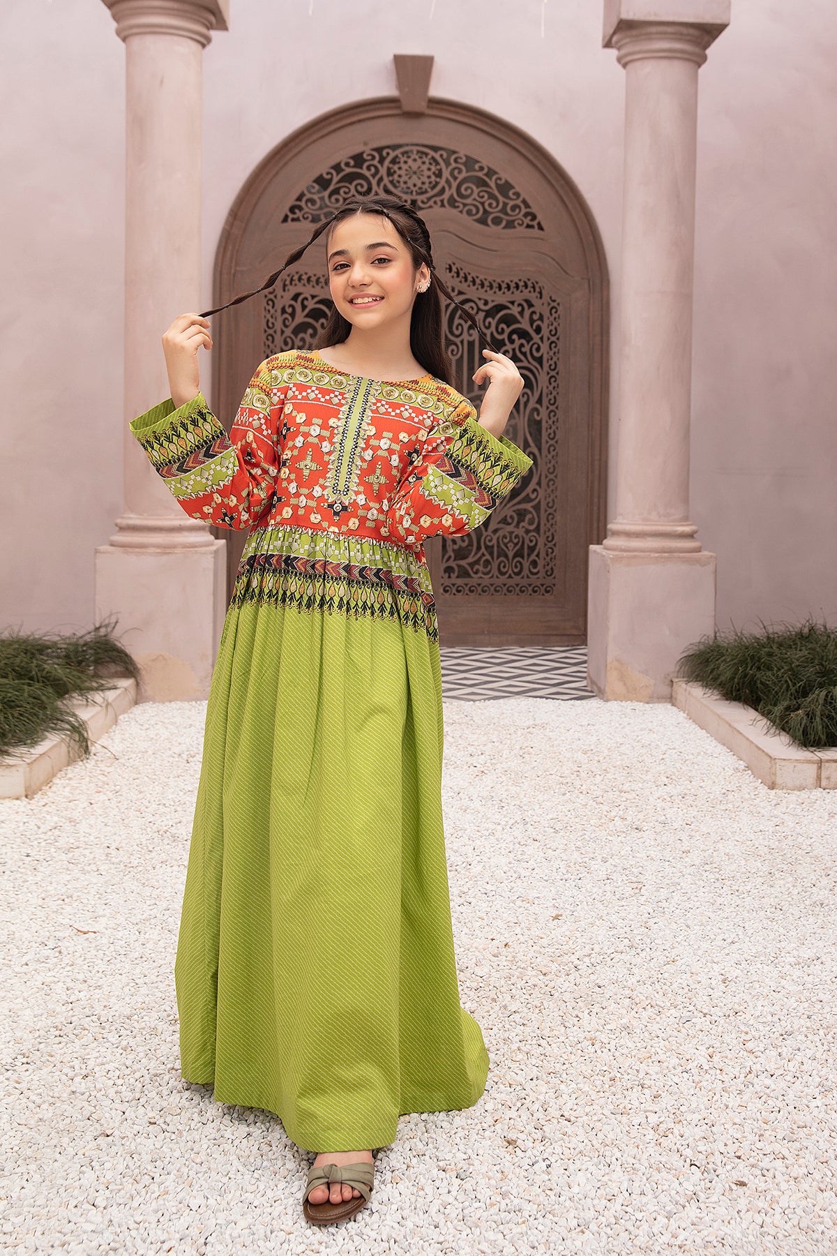 DE22-13-Side Pocket Printed Fustaan 1PC