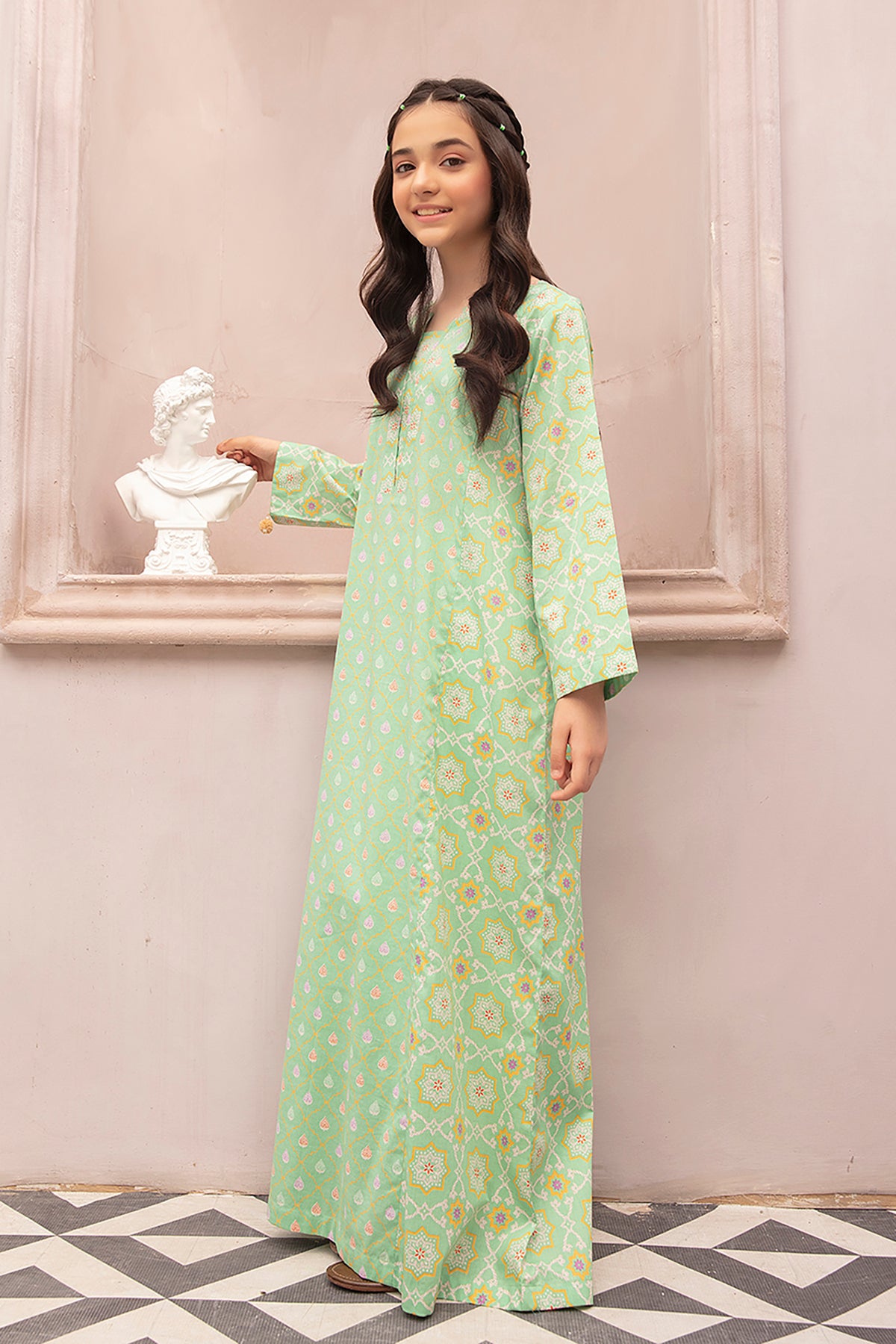 DE22-30-Tassels Detailing Printed Fustaan 1PC