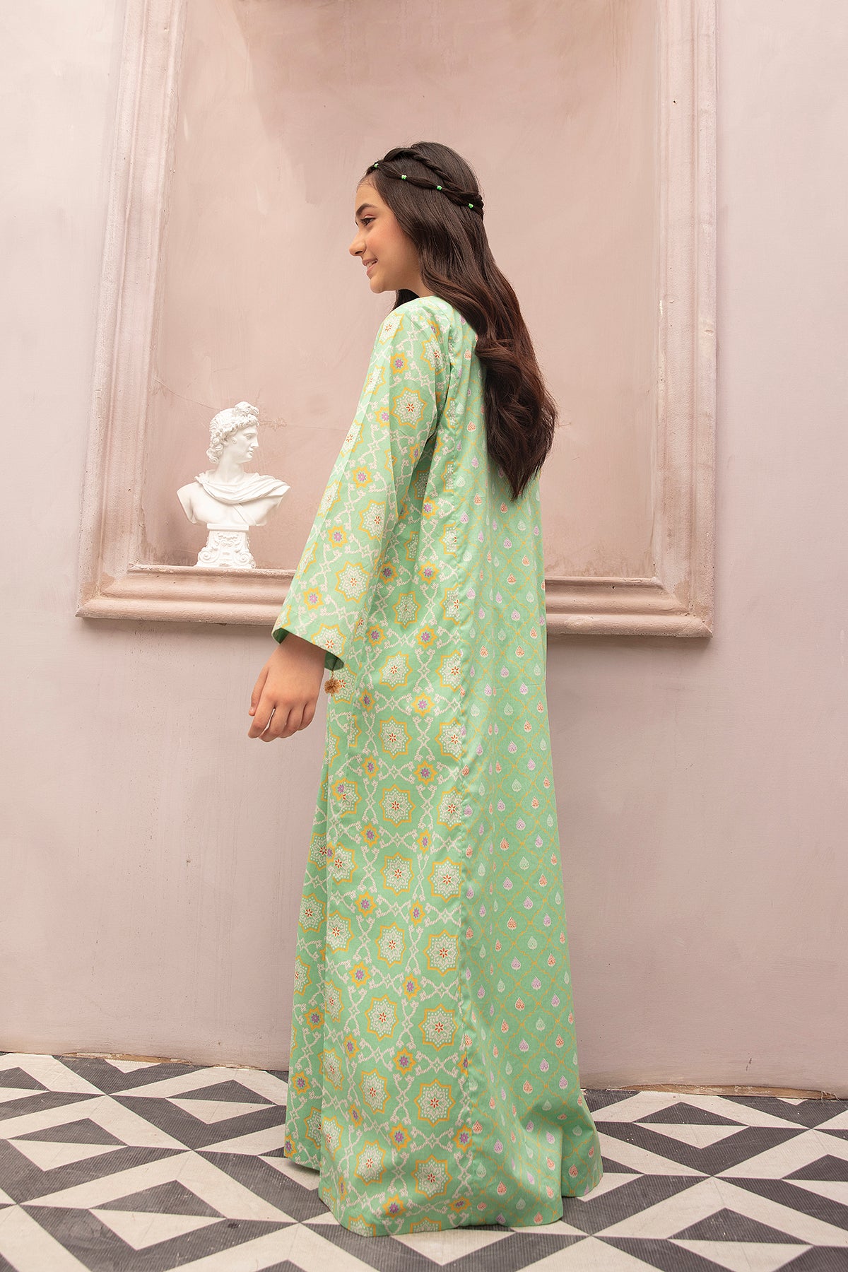 DE22-30-Tassels Detailing Printed Fustaan 1PC
