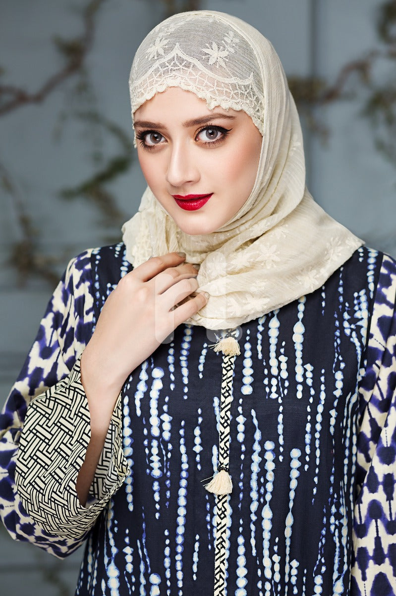 DS18-119 Yellow Digital Printed Stitched Lawn Jalabiya - Nishat Linen UAE