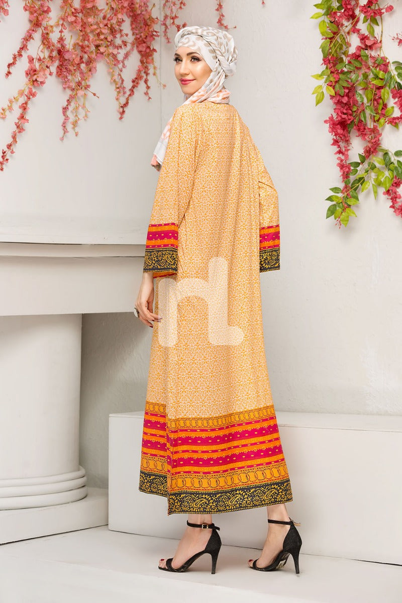 DS18-76 Peach Digital Printed Stitched Jalabiya - 1PC - Nishat Linen UAE