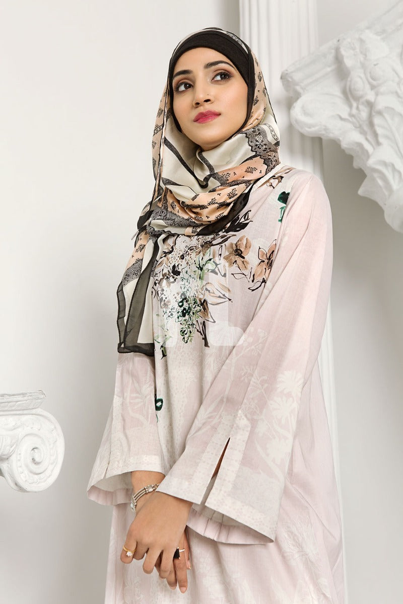 DS19-10 Pink Digital Printed Stitched Lawn Jalabiya - 1PC - Nishat Linen UAE