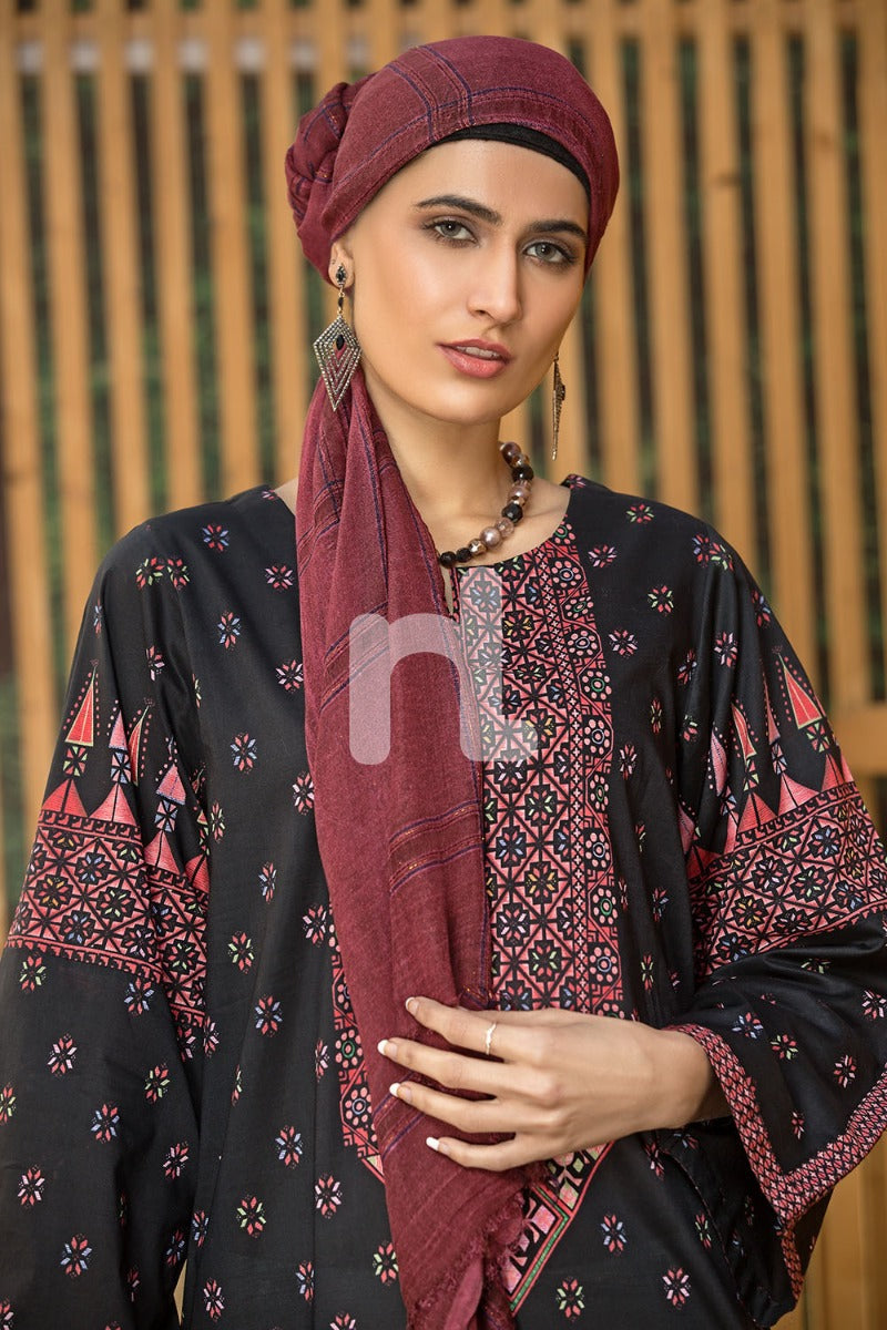 DS19-30 Black Digital Printed Stitched Lawn Jalabiya - 1PC - Nishat Linen UAE