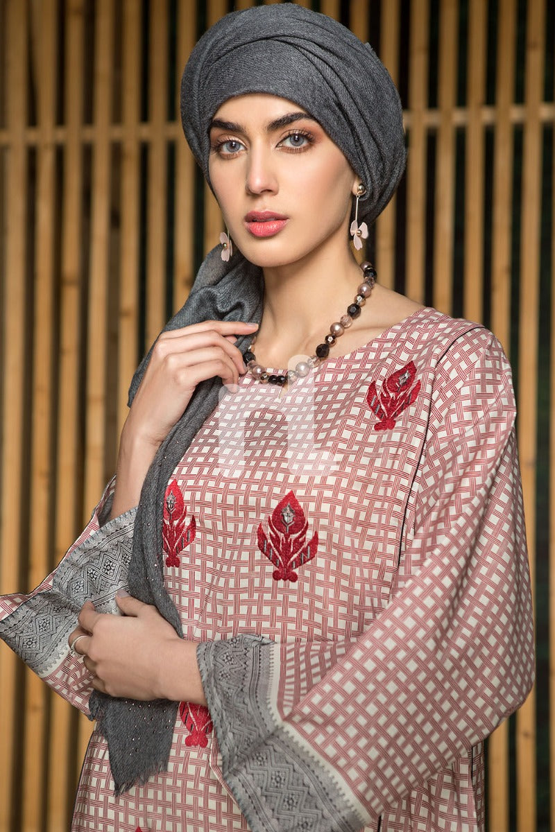 DS19-45 Pink Embroidered Stitched Lawn Jalabiya - 1PC - Nishat Linen UAE