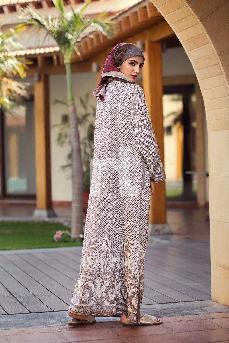 DS19-60 White Digital Printed Stitched Jalabiya - 1PC - Nishat Linen UAE