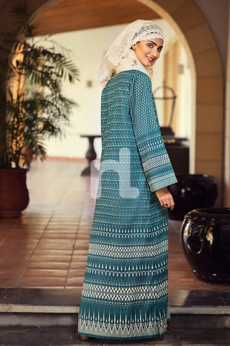 DS19-61 Sea Green Digital Printed Stitched Lawn Jalabiya 1PC - Nishat Linen UAE