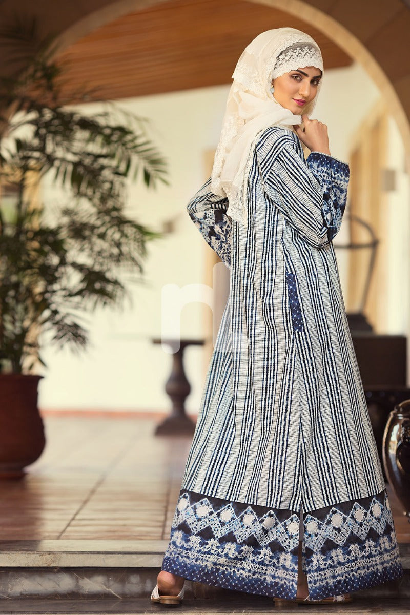 DS19-62 Grey Digital Printed Stitched Jalabiya - 1PC - Nishat Linen UAE