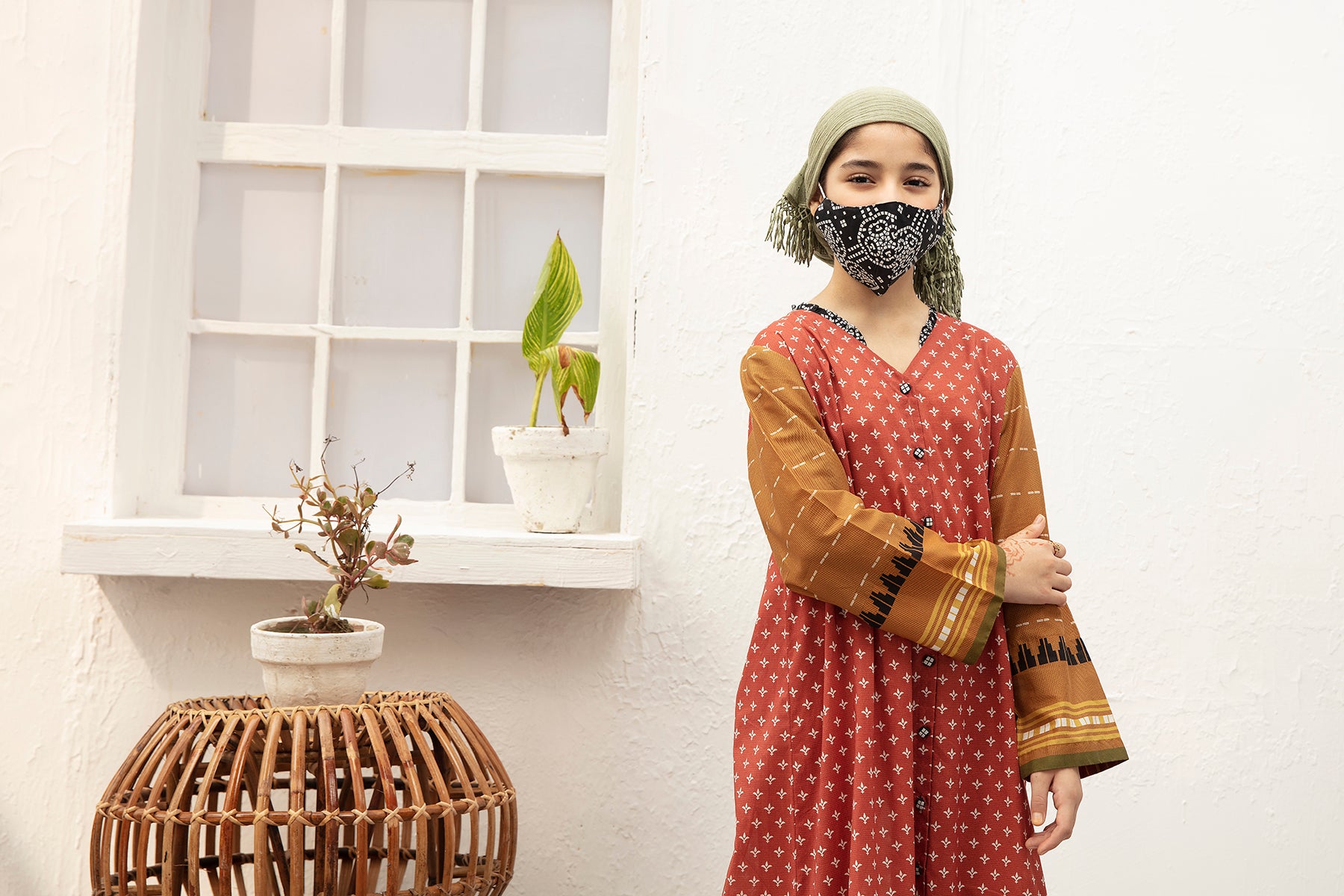 DS20-115 Printed Stitched Fustaan for Kids - 1PC