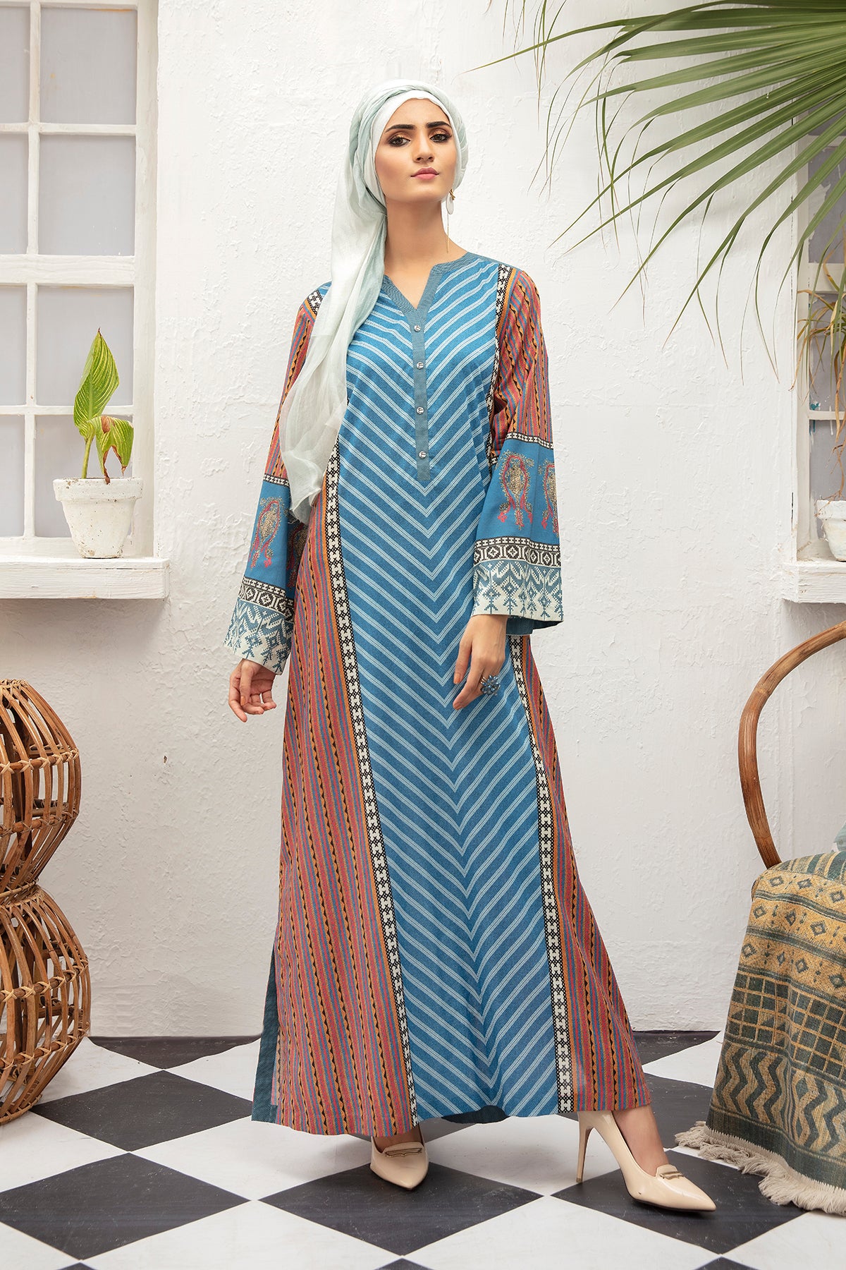 DS21-90 Digital Lawn Stitched Fustaan with Mask 1PC