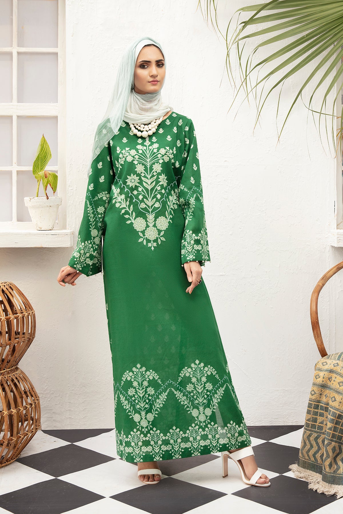 DS21-96-Digital Lawn Stitched Fustaan with Mask 1PC