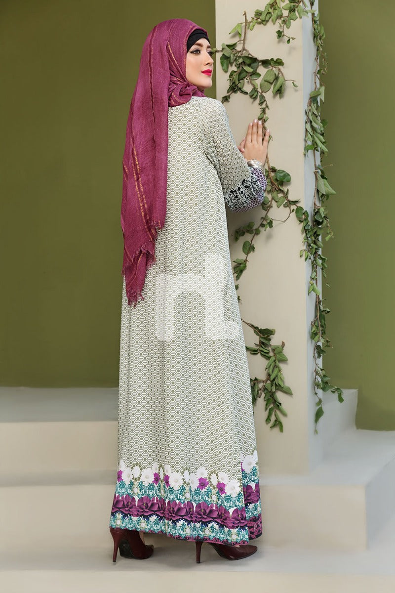 DSW19-100 Light Green Digital Printed Stitched Lawn Jalabiya - 1PC - Nishat Linen UAE