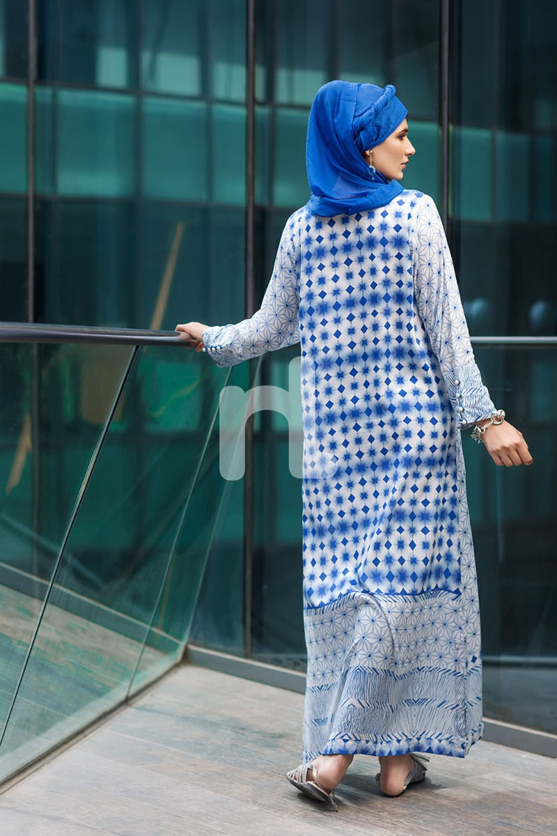 DSW19-28 Off White Digital Printed Stitched Jalabiya – 1PC - Nishat Linen UAE