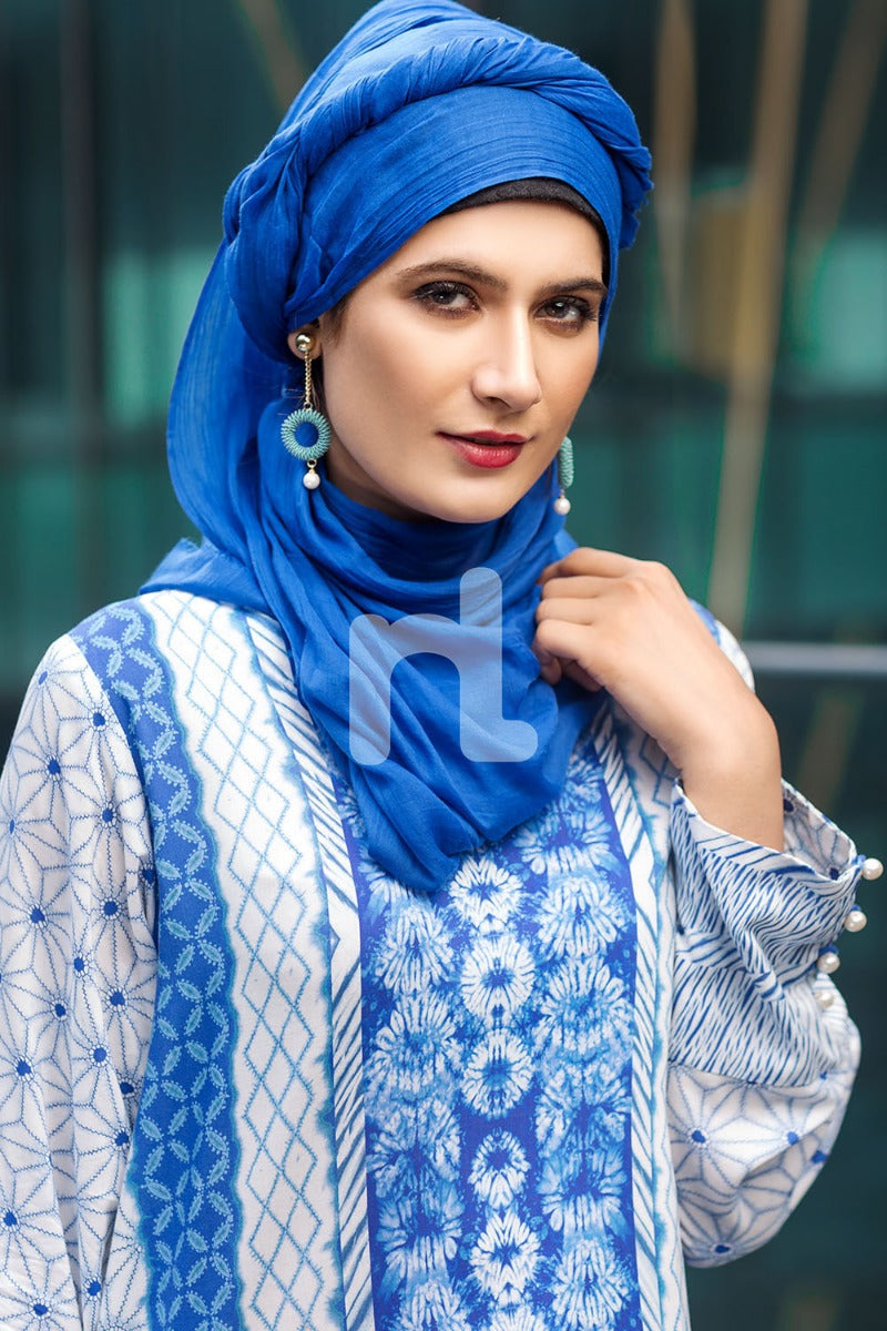 DSW19-28 Off White Digital Printed Stitched Jalabiya – 1PC - Nishat Linen UAE
