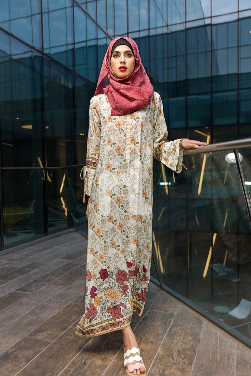 DSW19-39 Peach Digital Printed Stitched Jalabiya – 1PC - Nishat Linen UAE